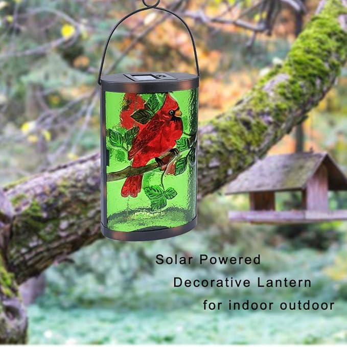 Hanging Solar Lantern Outdoor Decorative Waterproof LED Solar Cardinal Lights Tabletop Lamp for Outdoor Patio Garden | Lumora
