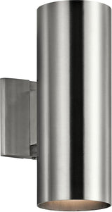 Kichler Cylinders 12" 2-Light Cylinder Outdoor Wall Sconce in Brushed Aluminum, (12" H x 4.75" W), 9244BA | Lumora