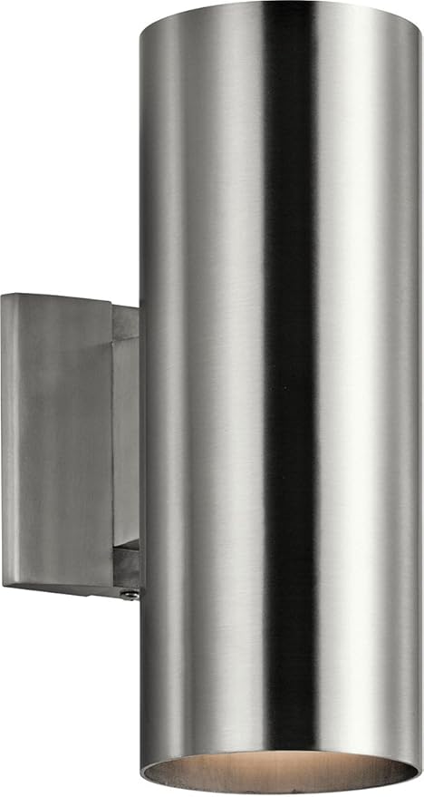 Kichler Cylinders 12" 2-Light Cylinder Outdoor Wall Sconce in Brushed Aluminum, (12" H x 4.75" W), 9244BA | Lumora