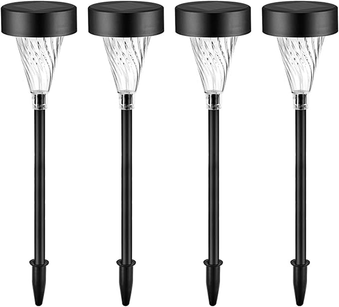 Lxcom Lighting Solar Pathway Lights Outdoor Solar Garden Lights Outdoor Solar Lawn Lights Solar Path Lights Waterproof for Lawn Garden Yard Patio Walkway, 4 Pack(White)