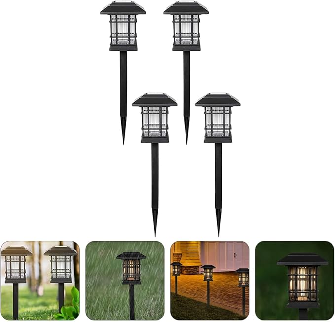 Solar Pathway Lights 4pcs Waterproof Outdoor Solar Lawn Garden Lamps Warm White LED for Driveway Patio Yard and Walkway