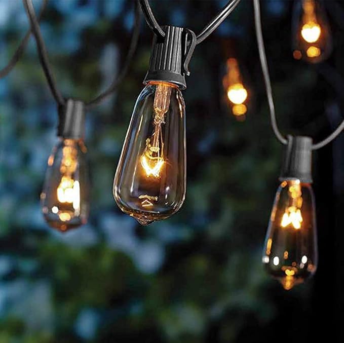 10Ft Outdoor String Lights Waterproof with 10 Pack E17 Edison Replacement Light Bulbs for Patio, Garden, Porch | Lumora
