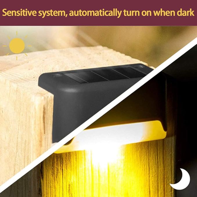 8 Pack Solar Deck Lights, Waterproof LED Solar Step Lights Warm White Light, Outdoor Fence Post Solar Lights for Stairs Fence Deck Garden Patio Yard Porch Step Pathway Decor