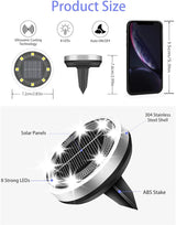 Solar Lights Outdoor Waterproof, 18 Pack 8 LED, Thickened Stainless Steel Ground Light, Solar Garden Lights | Lumora