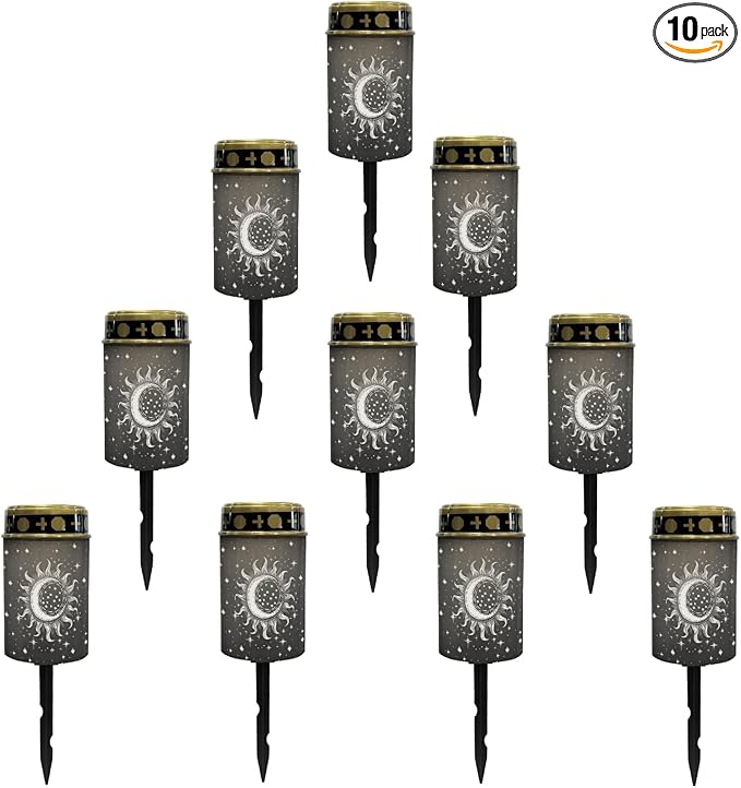 Cemetery Solar Lights for Grave Outdoor Waterproof Moon Star and Sun Solar Garden Stake Lights Black LED Lantern Angle Solar Lights Cemetery Solar Lights Yard Patio Driveway Stoplights
