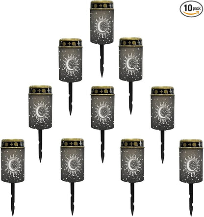Cemetery Solar Lights for Grave Outdoor Waterproof Moon Star and Sun Solar Garden Stake Lights Black LED Lantern Angle Solar Lights Cemetery Solar Lights Yard Patio Driveway Stoplights