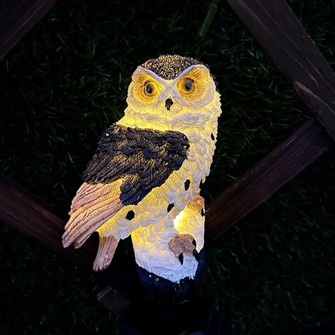 Garden Outdoor Solar Lights, LED Solar Garden Light Owl Shape Solar Pathway Lights Waterproof Landscape Lights for Garden Lawn Pathway Yard Decortions 1 Pack (Brown)