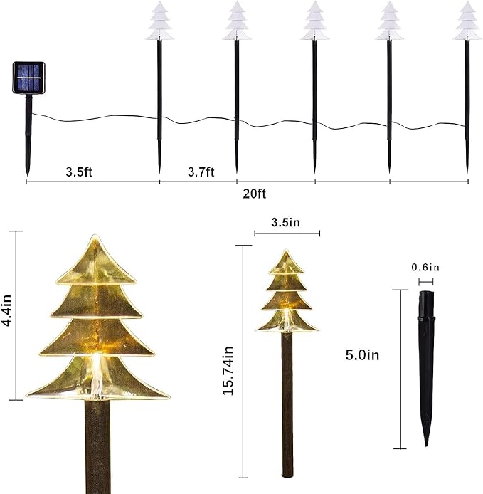 ILLUMINEW Outdoor Christmas Decorations, Solar Christmas Pathway Lights, Set of 5 Waterproof Landscape LED Lights | Lumora