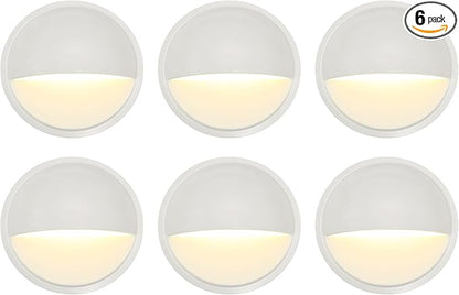 GKOLED Landscape Deck Lights, Low Voltage 12V AC/DC Outdoor Patio Lighting, LED 2W Step Light, 3000K, Die-Casting Aluminium with Classic White Powder Appearance, Complete Light UL-Listed, 6-Pack