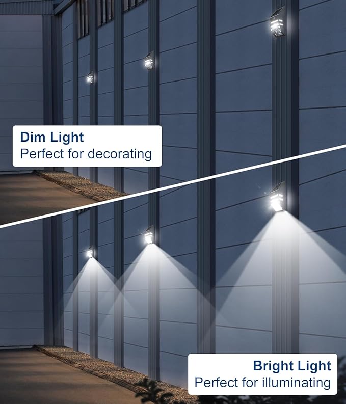 RGB Up & Down Solar Deck Lights 4 Pack + 4 Pack Solar Motion Lights, Wall Mount for Yard Patio Step Stairs Rail, Decor for Halloween Christmas