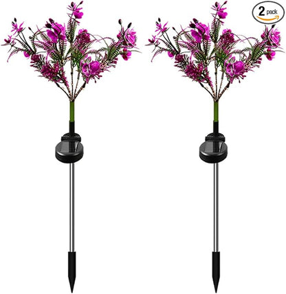 Aolyty Solar Outdoor Garden Decorative Lights, 2 Pack Powered Phalaenopsis Flowers Waterproof IP65 In-Ground Lights for Garden, Yard, Patio, Lawn Decor