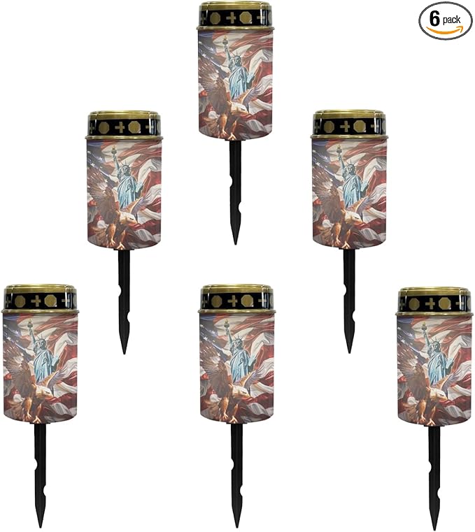 US Flag Eagle Cemetery Lights - Solar Powered Outdoor Garden & Landscape Lights - Waterproof, Fairylights