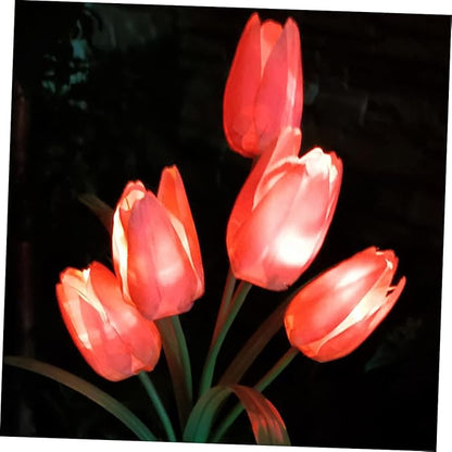 DOITOOL 2pcs Lawn Solar Lamp Head Tulip Design Outdoor Light Ornament for Garden Cloth for Courtyard and Pathway Decor