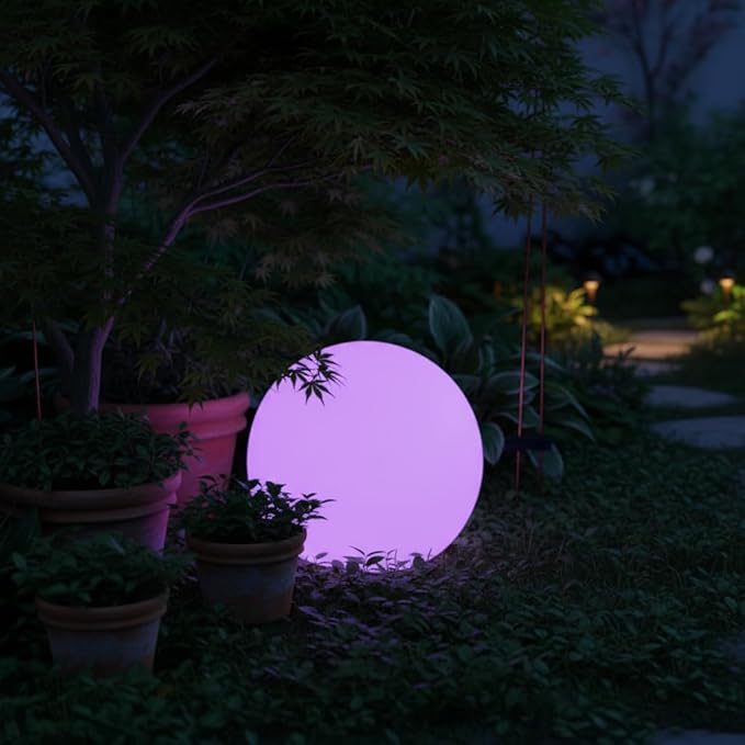 12-inch Dimmable Solar Globe Light, RGB 16 Color Changing Large Glowing Orb Light w/Remote, Waterproof Outdoor | Lumora