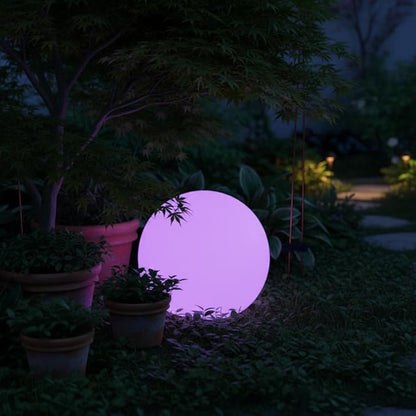 12-inch Dimmable Solar Globe Light, RGB 16 Color Changing Large Glowing Orb Light w/Remote, Waterproof Outdoor Solar Ball Lights with Ground Stake, Perfect for Backyard Garden Poolside