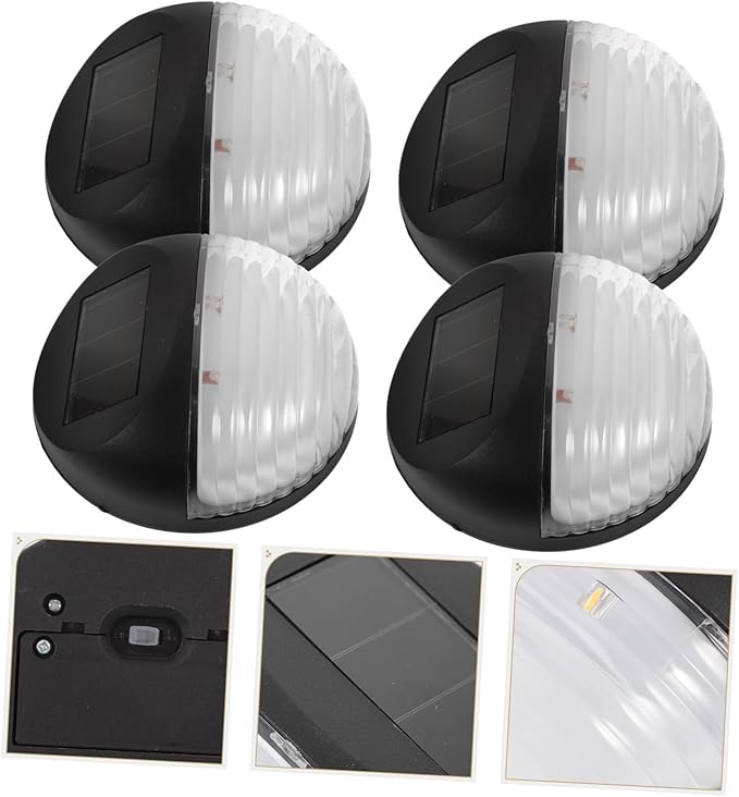TEHAUX 4pcs Solar Garden Lights Led Outdoor Pathway Lights Solar Power Lamp for Stairs Fence Deck Landscape Motion Sensor