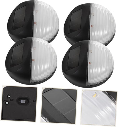 TEHAUX 4pcs Solar Garden Lights Led Outdoor Pathway Lights Solar Power Lamp for Stairs Fence Deck Landscape Motion Sensor