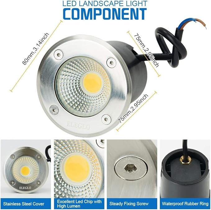 Low Voltage Landscape Lighting,Outdoor Landscaep Well Light,12W 12-24V AC/DC In-Ground Garden Light 5000K Daylight | Lumora