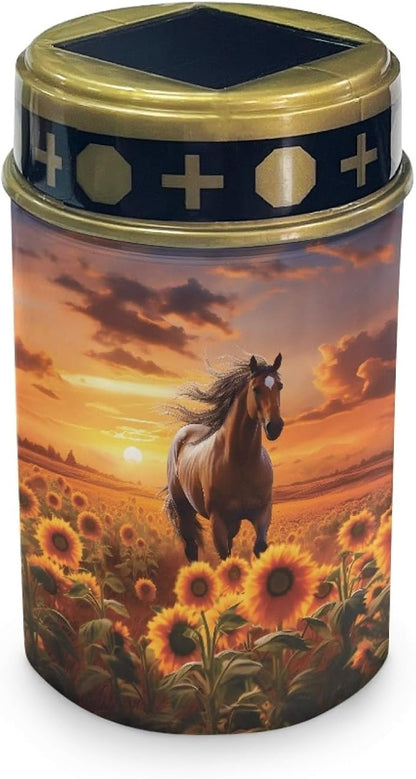 Sunflower Horse Solar Horse Lights for Outside,Solar Walkway Lights Outdoor Waterproof Solar Pathway Lights Solar Powered Lantern Landscape Lighting-Warm White