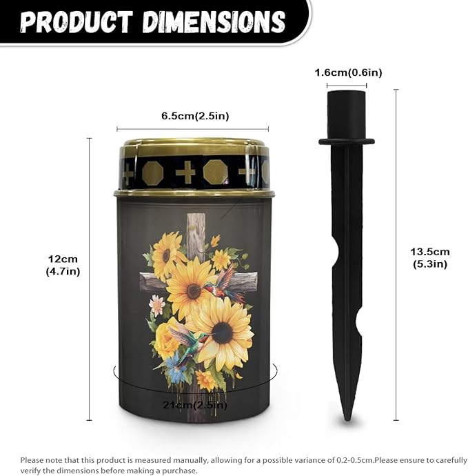 Sunflower Cross Solar Cemetery Grave Decorations Outdoor Garden Solar Lights Landscape Lighting Patio Accessories Memorial Lights Decorate Lawn, Fence, Backyard