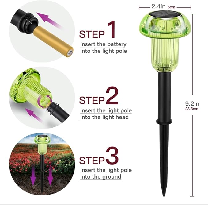 St Patricks Day Solar Pathway Lights Outdoor Decorative 4 Pack, Green LED Mushroom Solar Lights Outdoor Waterproof | Lumora