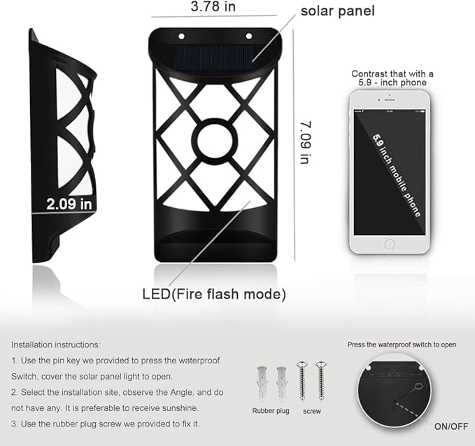 Aityvert Solar Flame Lights Outdoor, Waterproof Flickering Flame Solar Lights Dark Sensor Auto On/Off 66 LED Solar | Lumora