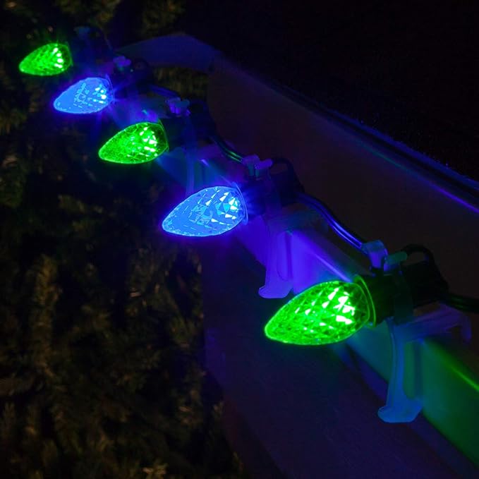 Wintergreen Lighting Set of 50 C7 OptiCore Blue and Green Commercial Christmas Lights – LED Outdoor Heavy Duty | Lumora