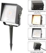 Led Landscape Outdoor Spot Light with Anti-Glare Cap - Heavy Duty Waterproof IP65 120V 270⁰ Adjustable Mount, 3000K | Lumora