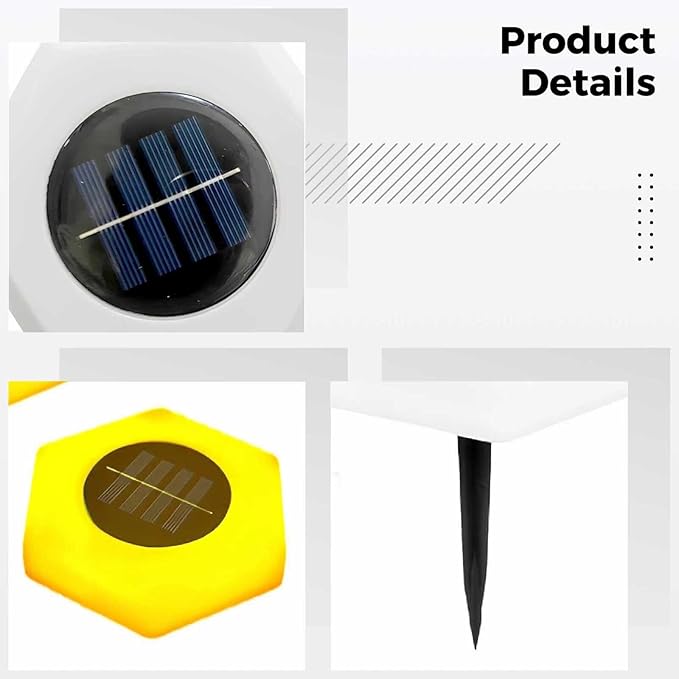3 Pcs Led Garden Pathway Lights, Solar Outdoor Ground Lights, Hexagon Umbrella Design, Waterproof, Warm White For | Lumora