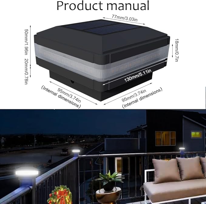 Sumaote Solar Post Cap Light, Outdoor Waterproof LED Solar Post Light Fits 4x4 5x5 6x6 Wooden Posts Fence Lights | Lumora
