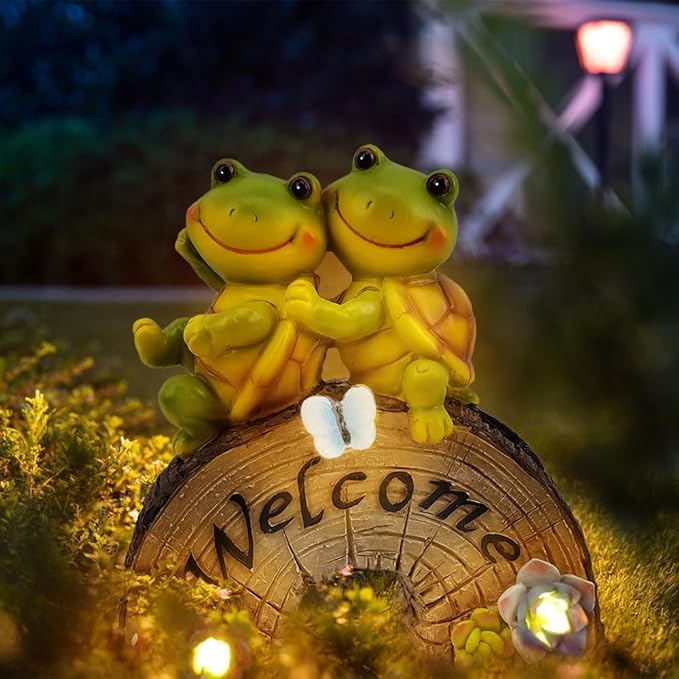 Solar Garden Animal Statues Lights Outdoor Decor, Cute Animal Garden Decor Lights for Garden Patio Yard Pathway -Unique Housewarming Gift for Mom Fathers Grandma Grandpa (Turtle Climbing Tree)