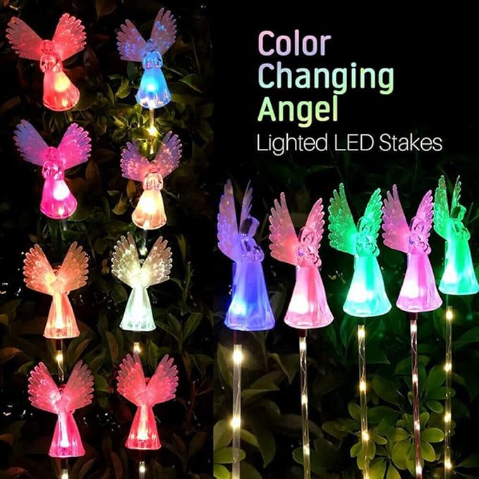 TEAMWILL 2PCS Solar Powered Angel Lights Outdoor Decorative Light for Garden Yard