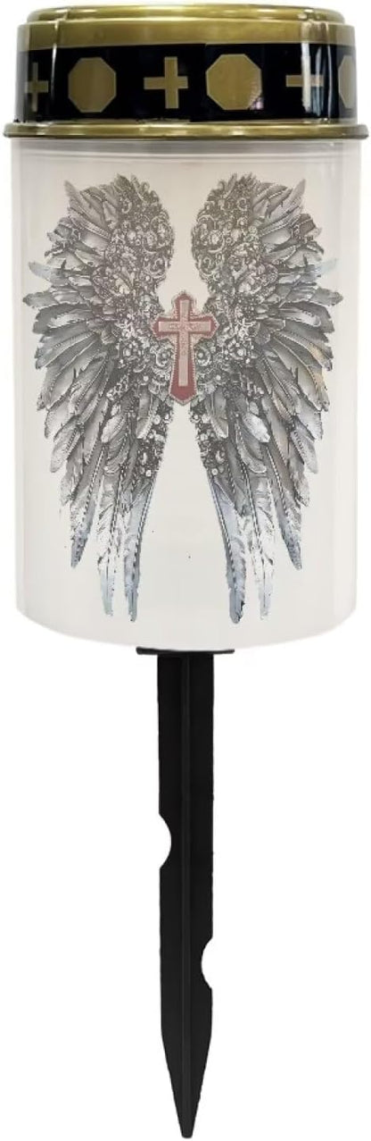 Angel Wing Solar Garden Lights Outdoor Decorative Cross Solar Stake Lights Waterproof Warm White LED for Remembrance Gifts & Sympathy Gifts