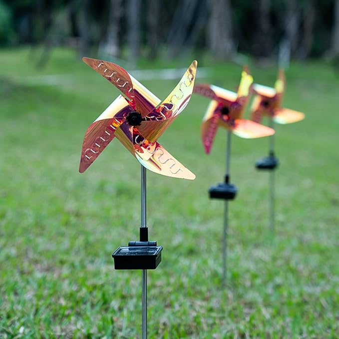Solar Windmill Light Wind Spinner, Solar Outdoor Yard Lights Christmas Decorations Garden Light, 2 Pack Windmill-Shaped Landscape Path Lawn Lights LED Lamp Spin Pathway Lights