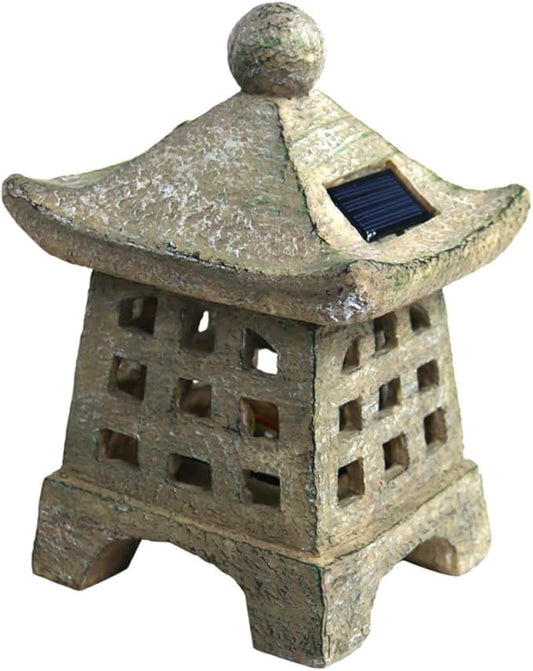 Solar Outdoor Pagoda Light Japanese Garden Statue Decorative Solar Pathway Lights for Lawn and Patio for Holiday Decor and Outdoor Use
