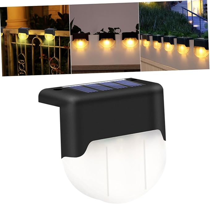 Solar Powered Stair Light Warm LED Outdoor Step Lamp for Fence Handrail Garden Lighting Easy Installation Weatherproof