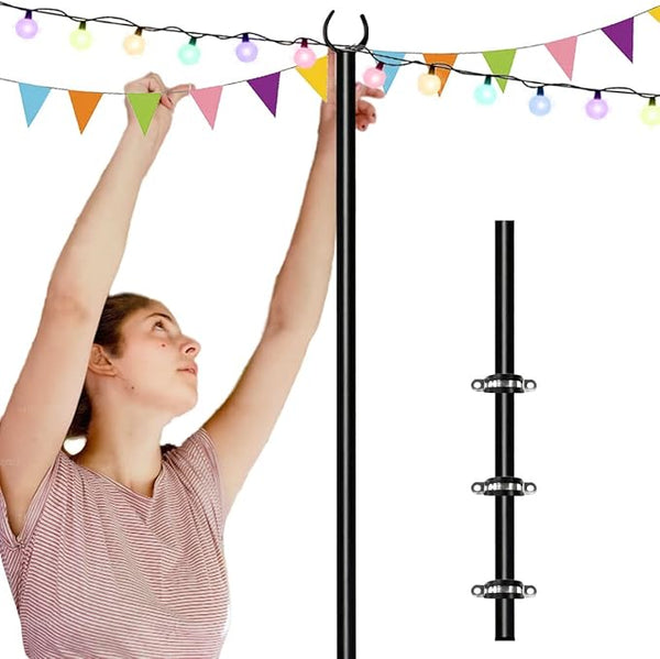 10ft String Light Pole for Deck Fence, Light Pole for Outdoor String Light, Perfect for Garden, Backyard, and Patio | Lumora