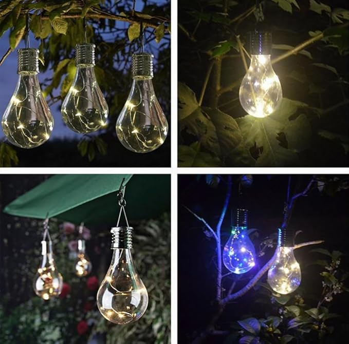 Solar Hanging Camping Lights Garden Yard Pathway Waterproof LED Light Bulb (Blue)