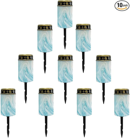 Blue Marble Solar Stake Lights Outdoor Garden Lights Pathway Lights Waterproof Landscape Lighting for Yard Patio Driveway Walkway Pretty Spotlights,Warm White
