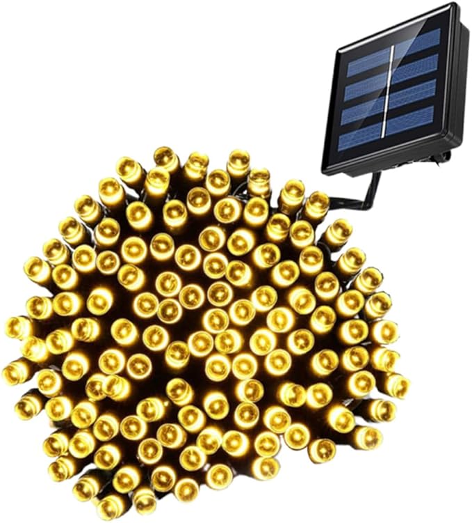 Solar Powered Outdoor LED String Lights Warm White Beads Garden Patio Fairy Lamps for Tree Lawn Deck Wedding Party Decor