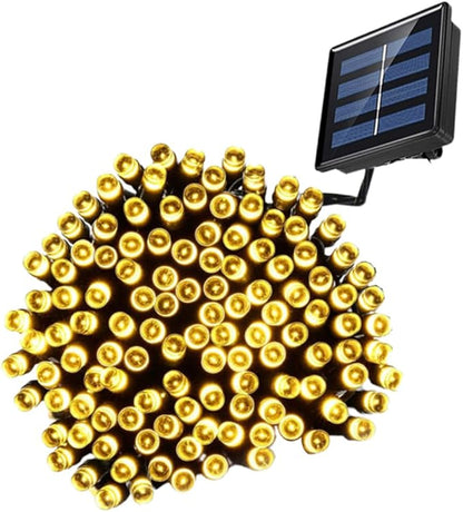 Solar Powered Outdoor LED String Lights Warm White Beads Garden Patio Fairy Lamps for Tree Lawn Deck Wedding Party Decor