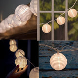 White Lantern String Lights Plug in, 8.5Ft Hanging Indoor Decorative String Lights with 10 Cute White Nylon | Lumora