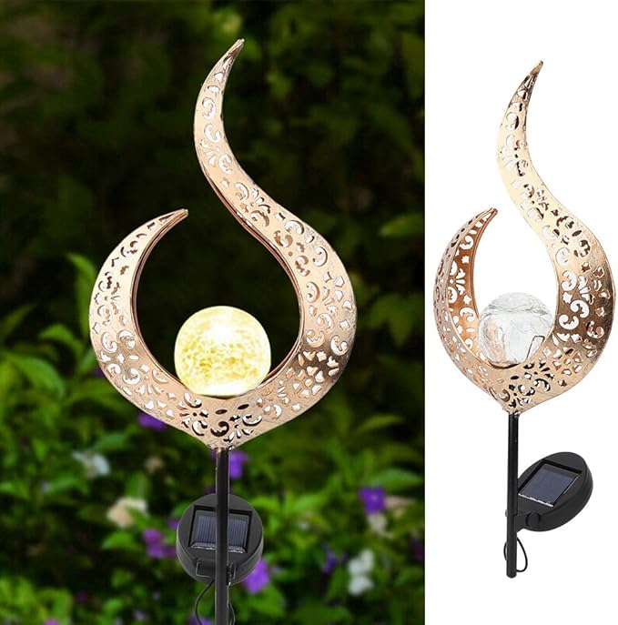 Solar Lawn Light Solar Pathway Light Outdoor Solar Lamp LED Landscape Lights for Garden Courtyard Pathway Decor Iron Glass 18cm 79cm 528g
