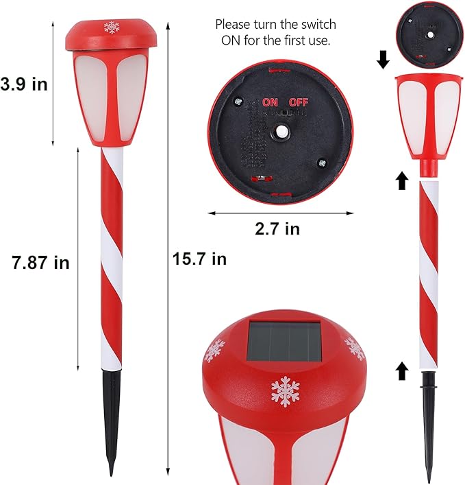 Dynaming 10 Pack Solar Christmas Path Lights, Outdoor Solar Powered Color Changing Xmas Garden Pathway Markers | Lumora