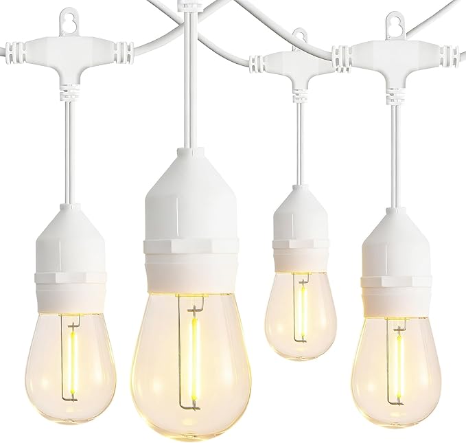 Banord Outdoor String Lights, 48FT Waterproof Patio Lights with 1W Dimmable LED Bulbs, White Hanging String Lights | Lumora
