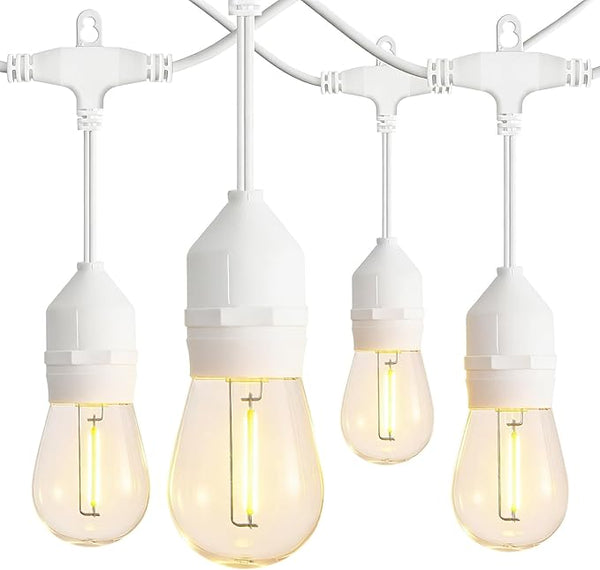 Banord Outdoor String Lights, 48FT Waterproof Patio Lights with 1W Dimmable LED Bulbs, White Hanging String Lights | Lumora