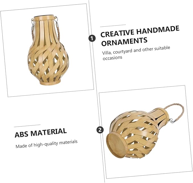 Solar Lantern for Outdoor Garden Decor Bamboo Weaving Hanging Light Modern Patio Night Light Solar Power Creative | Lumora