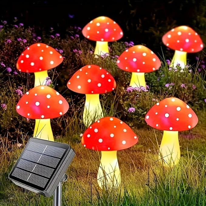 Outdoor Garden Corridor Light, 1-to-8 Solar Mushroom Lights for Outdoor Decoration, Outdoor, 8-Mode Garden Path | Lumora