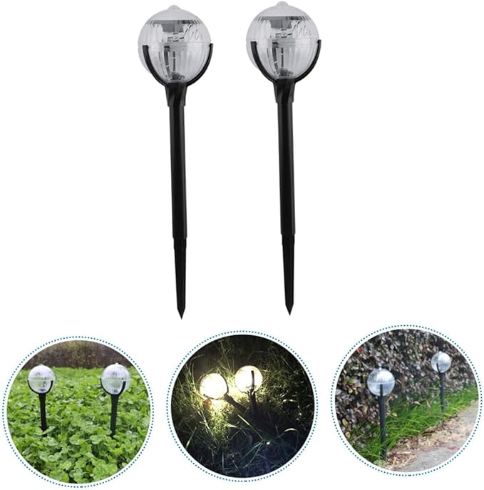 TIDTALEO 2pcs Solar Powered LED Lawn Lights with Color Changing RGB, Outdoor Garden Pathway Lighting, Solar Energy Landscape Lamps for Patio and Yard Decor