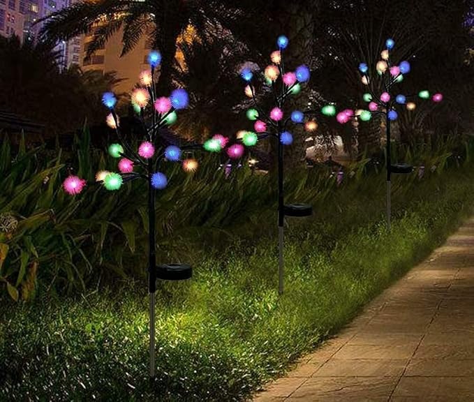 EpicGadget Solar Snowball Dandelion Light, Colorful Stainless Steel Solar Path Stake Lights for Outdoor Landscape Lighting, Lawn, Patio, Yard, Walkway, Driveway, Pathway and Garden (1 Pack)